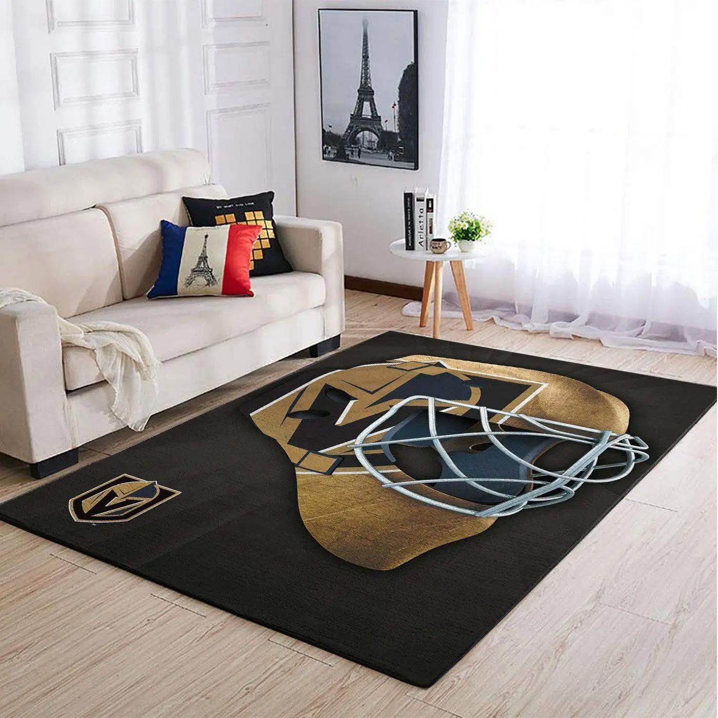 Vegas golden knights nhl style living room carpet sports rug regtangle carpet Rectangle Rug