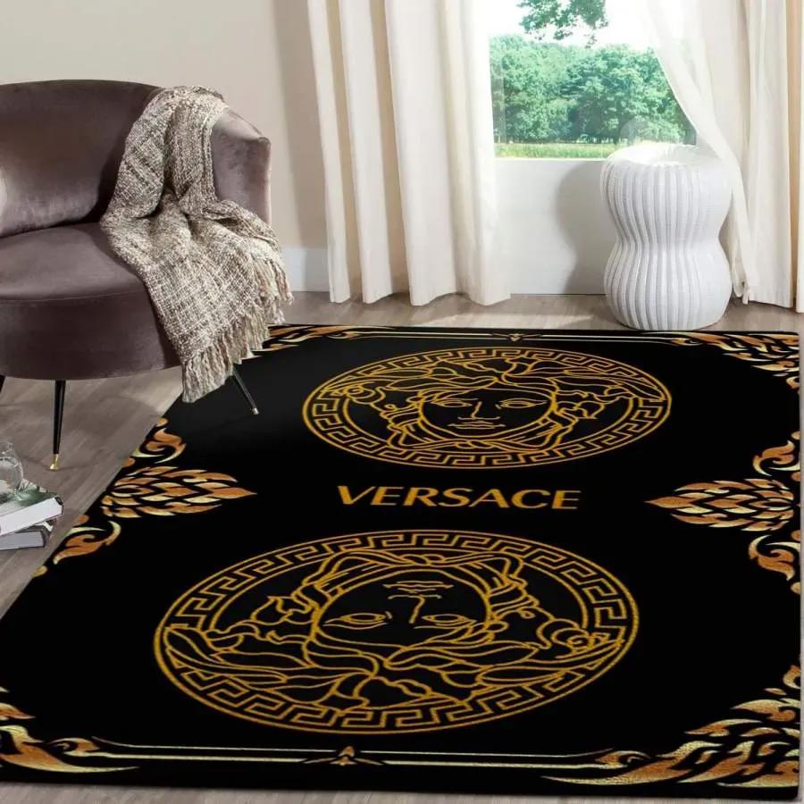 Versace limited logo type 1075. Upgrade Your Living Room with Luxury Home Decor: Area Carpets, Floor Decor, Door Mats, and Hot Gift Items with style a High-End Fashion Brand Rectangle Rug