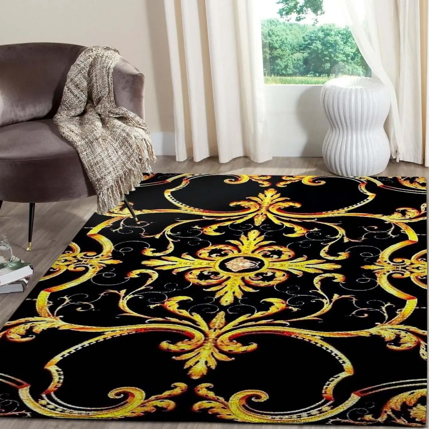 Versace limited logo type 1080. Upgrade Your Living Room with Luxury Home Decor: Area Carpets, Floor Decor, Door Mats, and Hot Gift Items with style a High-End Fashion Brand Rectangle Rug