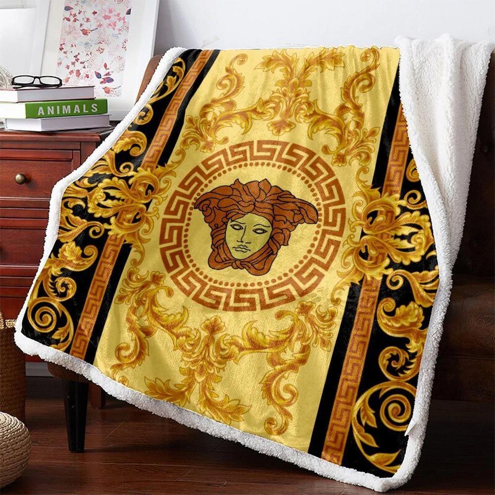 Versace logo fashion luxury brand premium blanket fleece home decor 119 Blanket Fleece