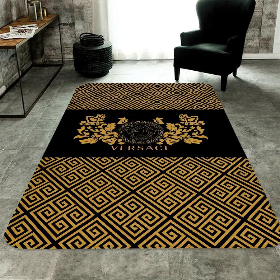 Versace medusa pattern logo type 492. Upgrade Your Living Room with Luxury Home Decor: Area Carpets, Floor Decor, Door Mats, and Hot Gift Items with style a High-End Fashion Brand Rectangle Rug