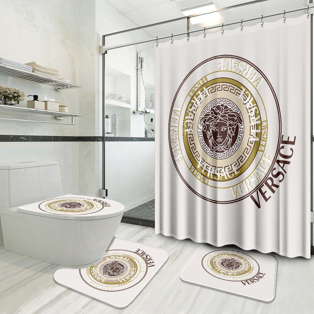 Versace white home decor bathroom sets luxury fashion brand bath mat hypebeast Bathroom Set