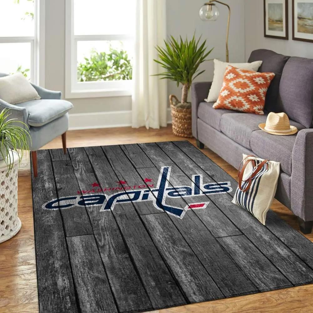 Washington capitals nhl living room gray wooden home rug regtangle carpet Rectangle Rug