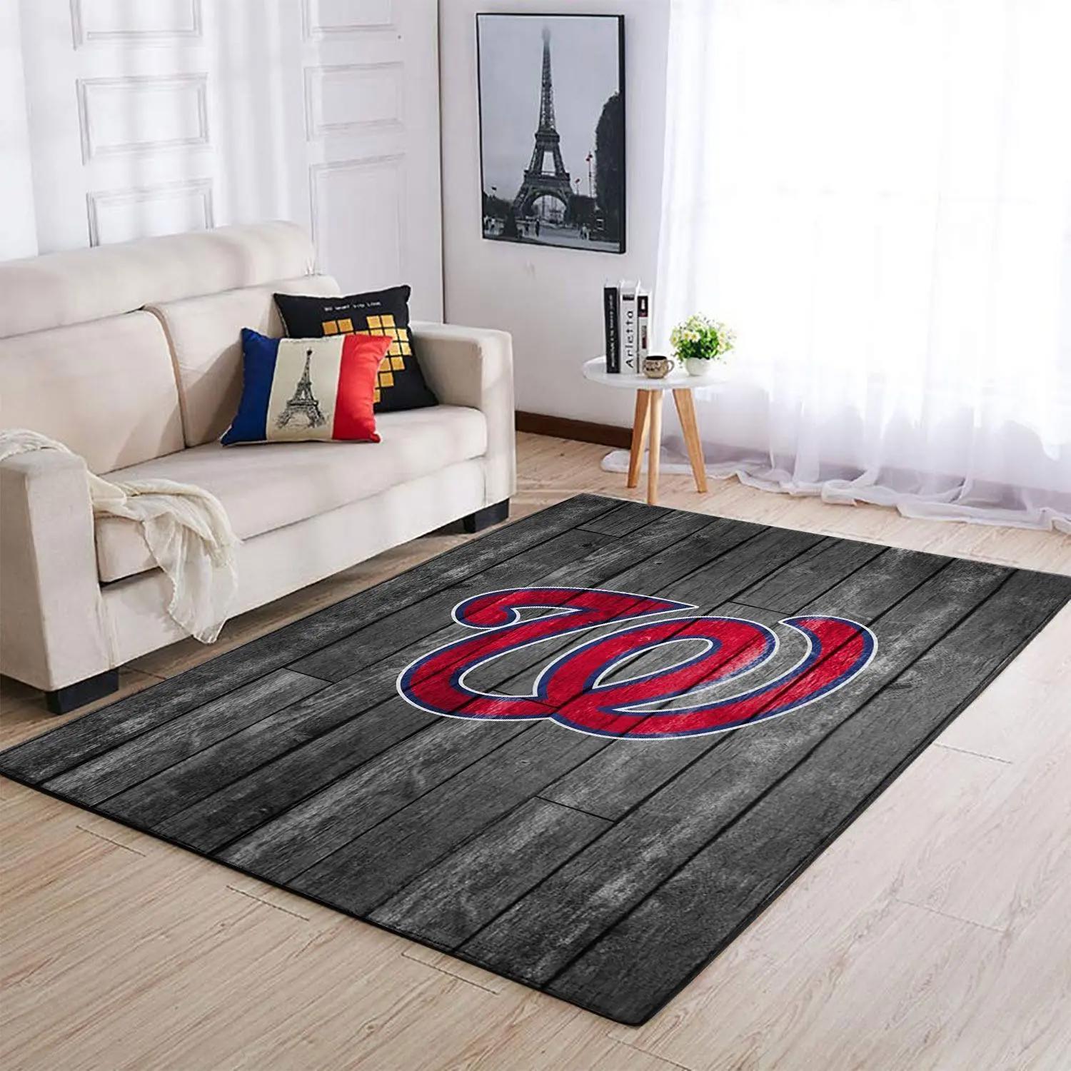 Washington nationals wooden area rug living room rug mlb team logo rug Rectangle Rug