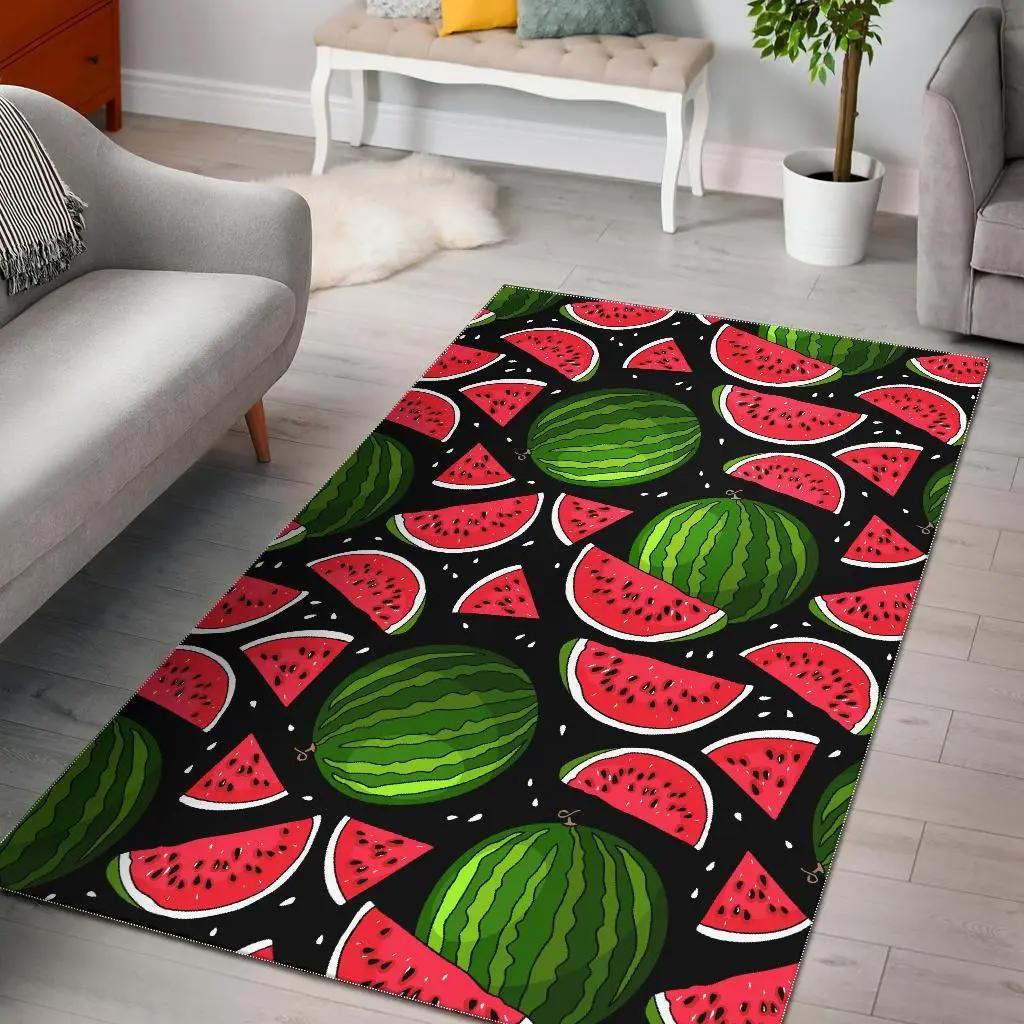 Watermelon piece black pattern print area rug living room rug home decor Rectangle Rug