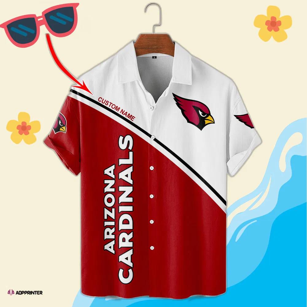 White arizona cardinals full printing solid color button hawaiian shirt 04 Hawaii Shirt