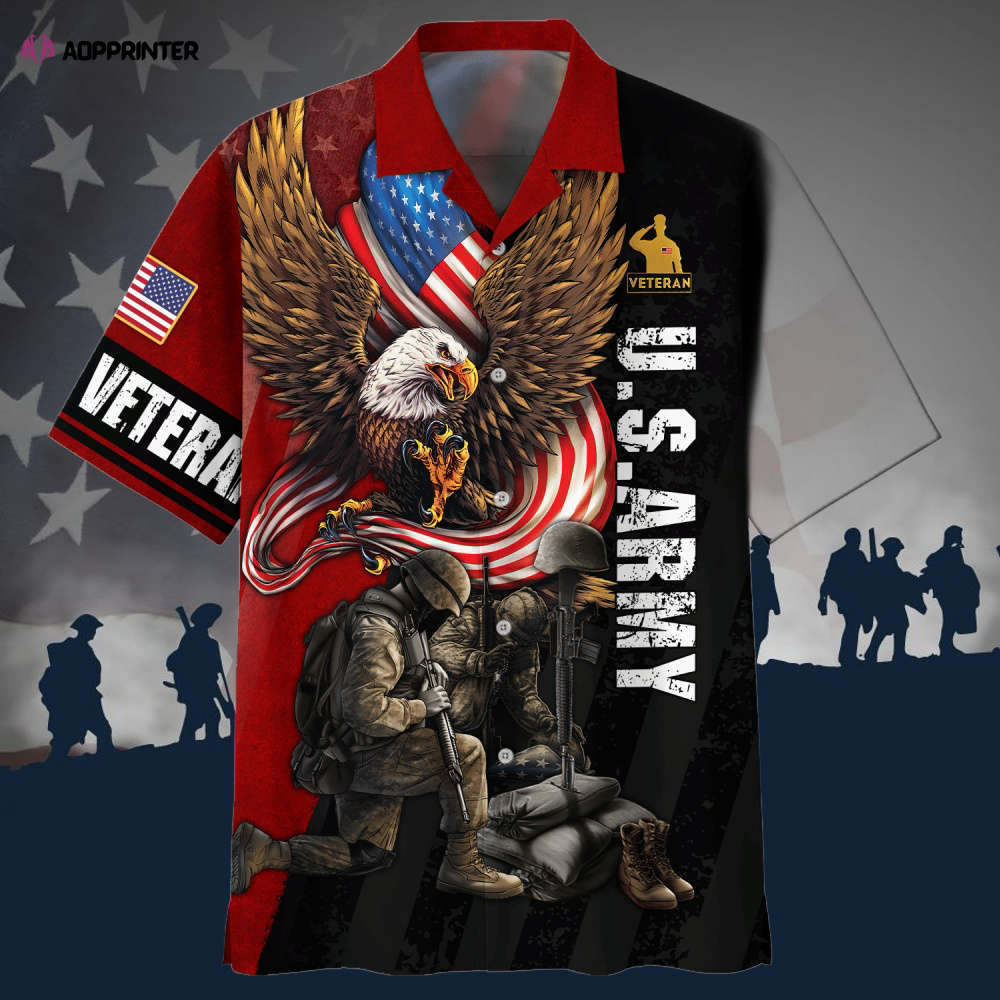 Wingspan eagle and 2 soldiers us army veteran hawaiian shirt Hawaii Shirt