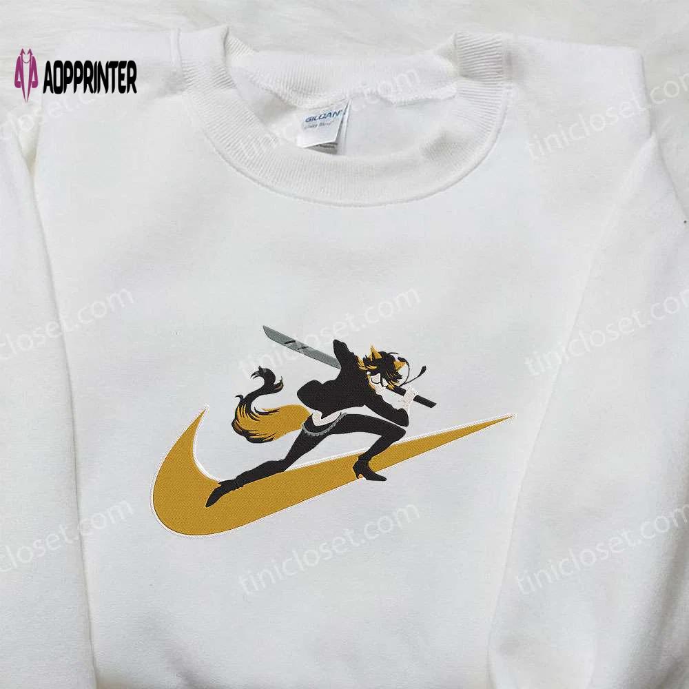Yaiba x nike swoosh anime hoodie fairy tail & nike inspired embroidered shirts Embroidered Shirt