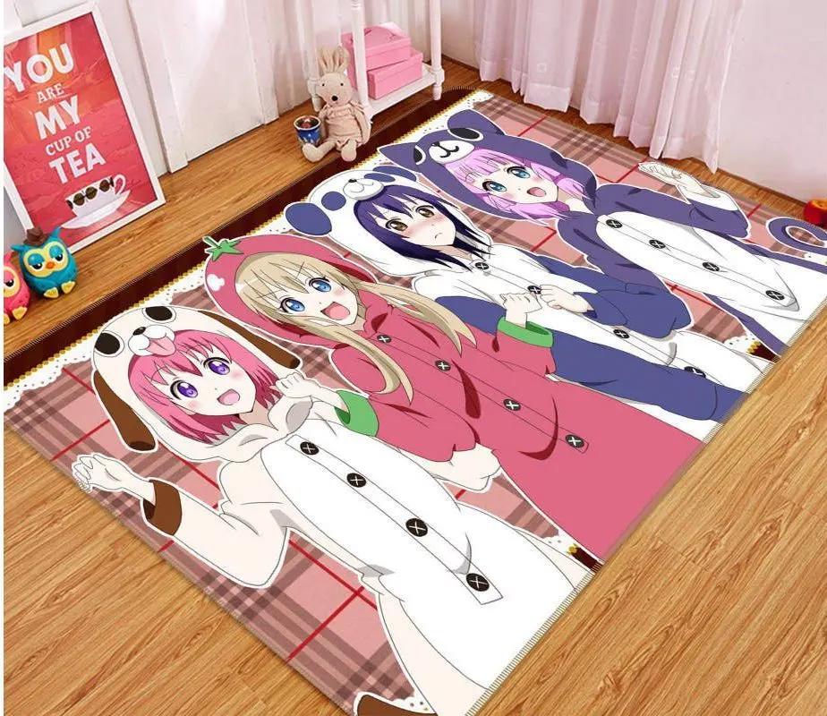 Yuruyuri anime 5 area rug living room and bed room rug rug regtangle carpet floor decor home decor Rectangle Rug