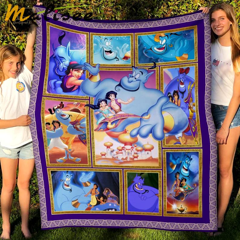 Aladdin movie aladdin jasmine genie fleece blanket, mink sherpa blanket, genie blanket, aladdin movie quilt Quilt Blanket