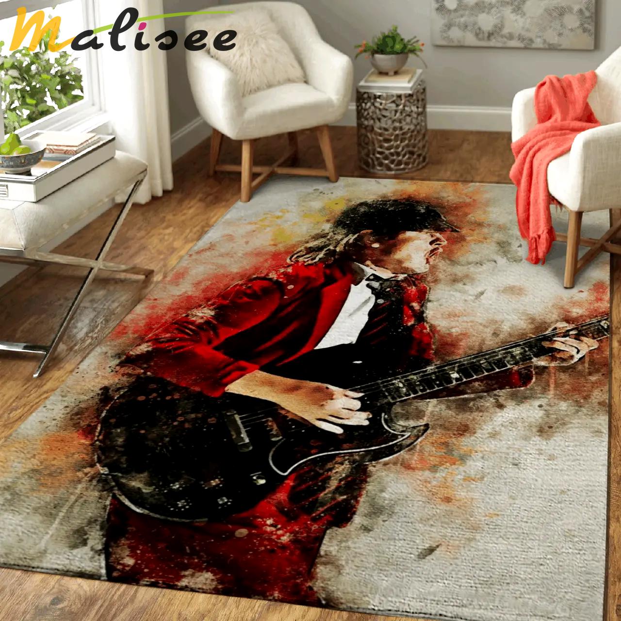 Angus young music world art for fans area rug living room carpet rug regtangle carpet floor decor home decor Rectangle Rug