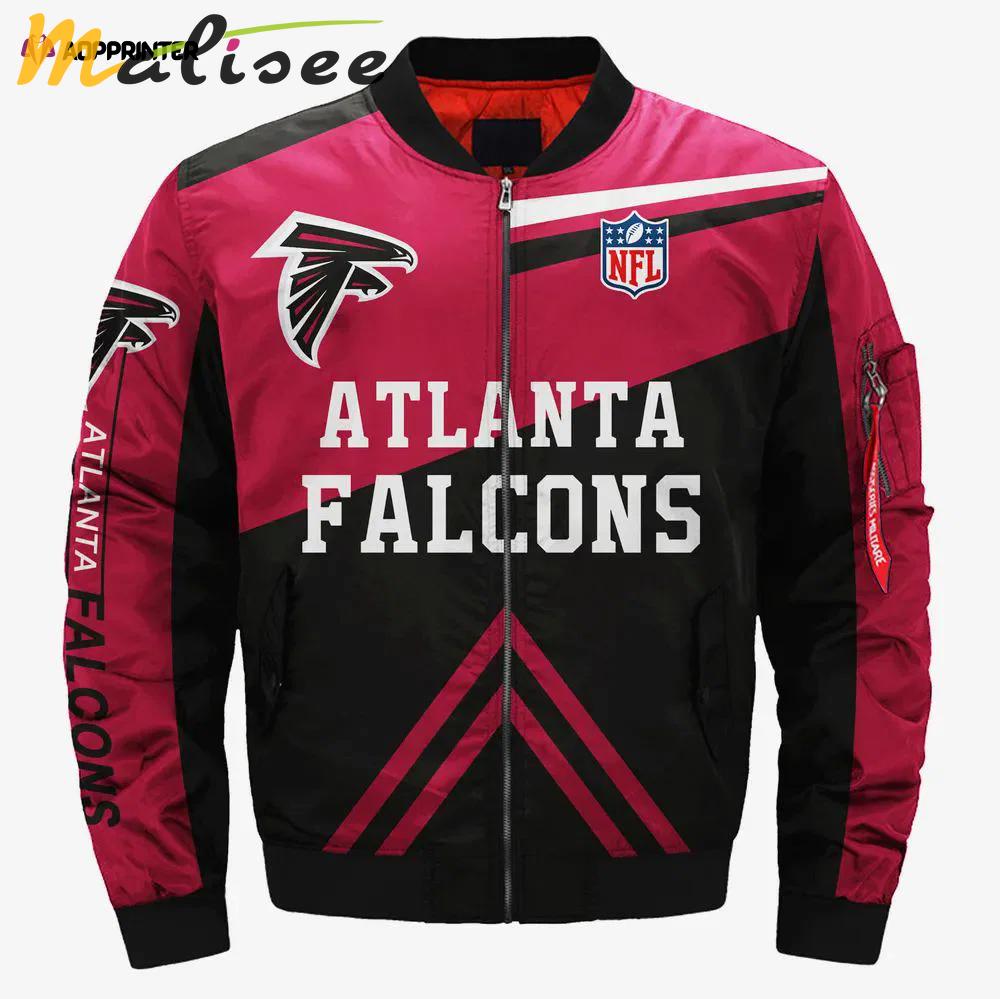 Atlanta falcons team logo pattern bomber jacket – black and red Bomber Jacket