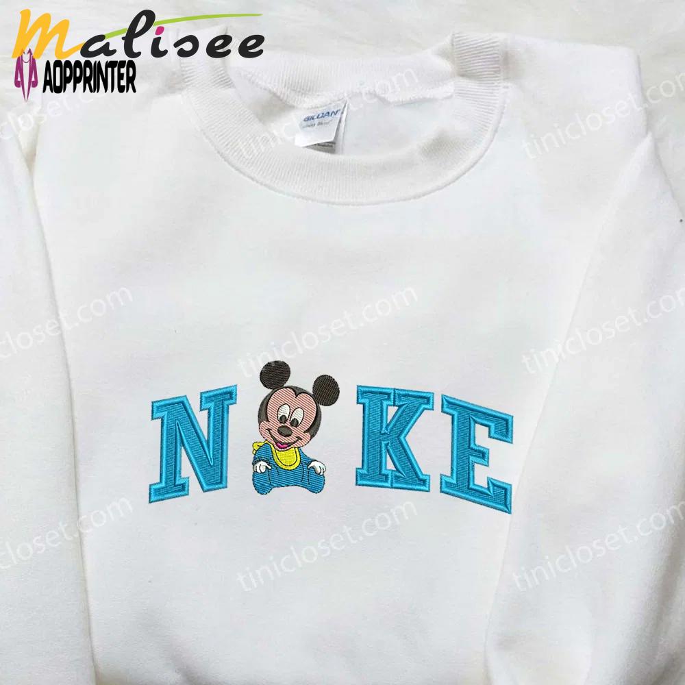 Baby mickey mouse x nike embroidered shirt – cartoon disney nike shirt Embroidered Shirt