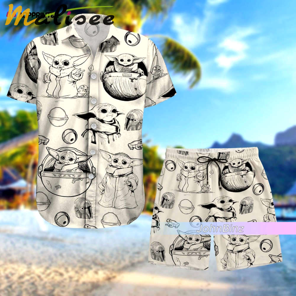 Baby yoda shirt & hawaiian shorts for men star wars mandalorian gifts unisex s-5xl Hawaii Shirt