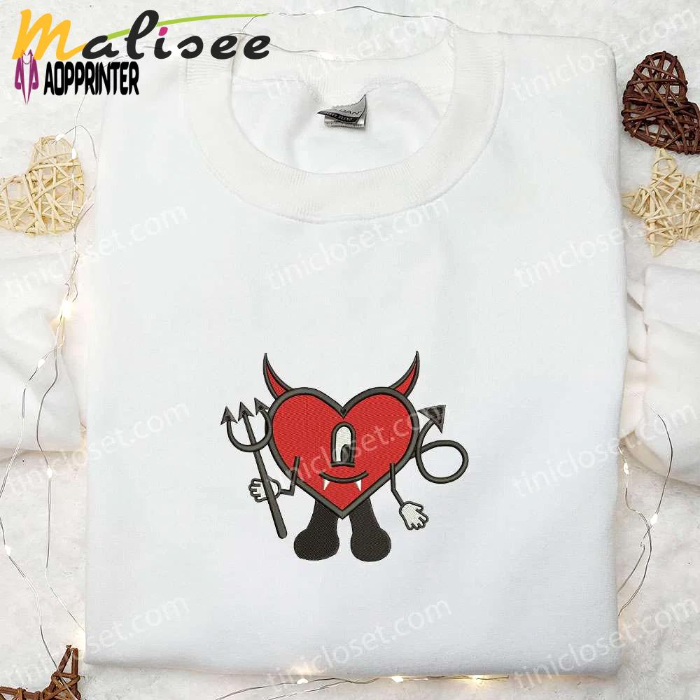 Bad bunny heart devil shirt & halloween hoodie: perfect family gifts Embroidered Shirt