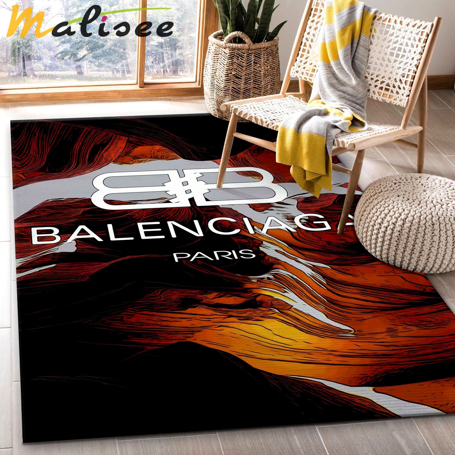 Balenciaga paris hot logo type 586. Upgrade Your Living Room with Luxury Home Decor: Area Carpets, Floor Decor, Door Mats, and Hot Gift Items with style a High-End Fashion Brand Rectangle Rug