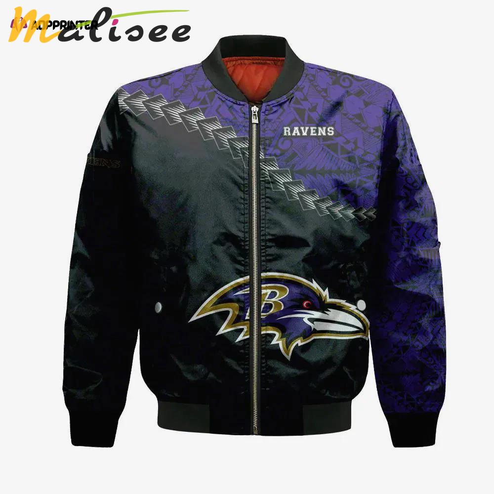 Baltimore ravens bomber jacket 3d printed grunge polynesian tattoo Bomber Jacket