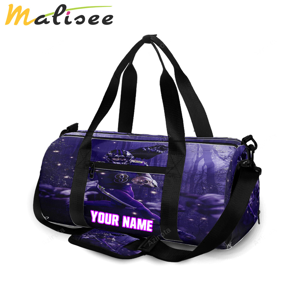 Baltimore ravens lamar jackson 8 v12 personalized name travel bag gym bag 214 Travel Bag