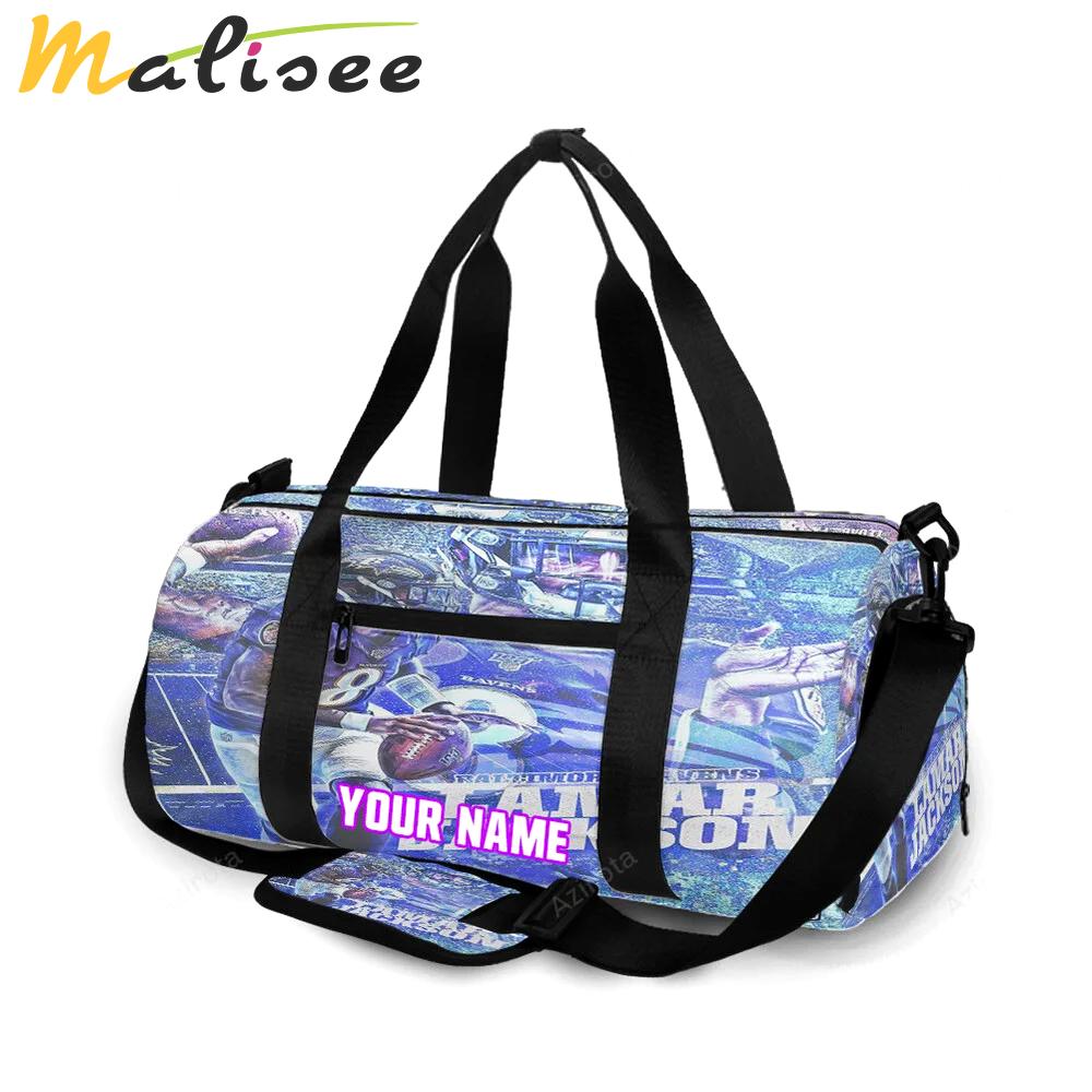 Baltimore ravens lamar jackson 8 v13 personalized name travel bag gym bag 944 Travel Bag