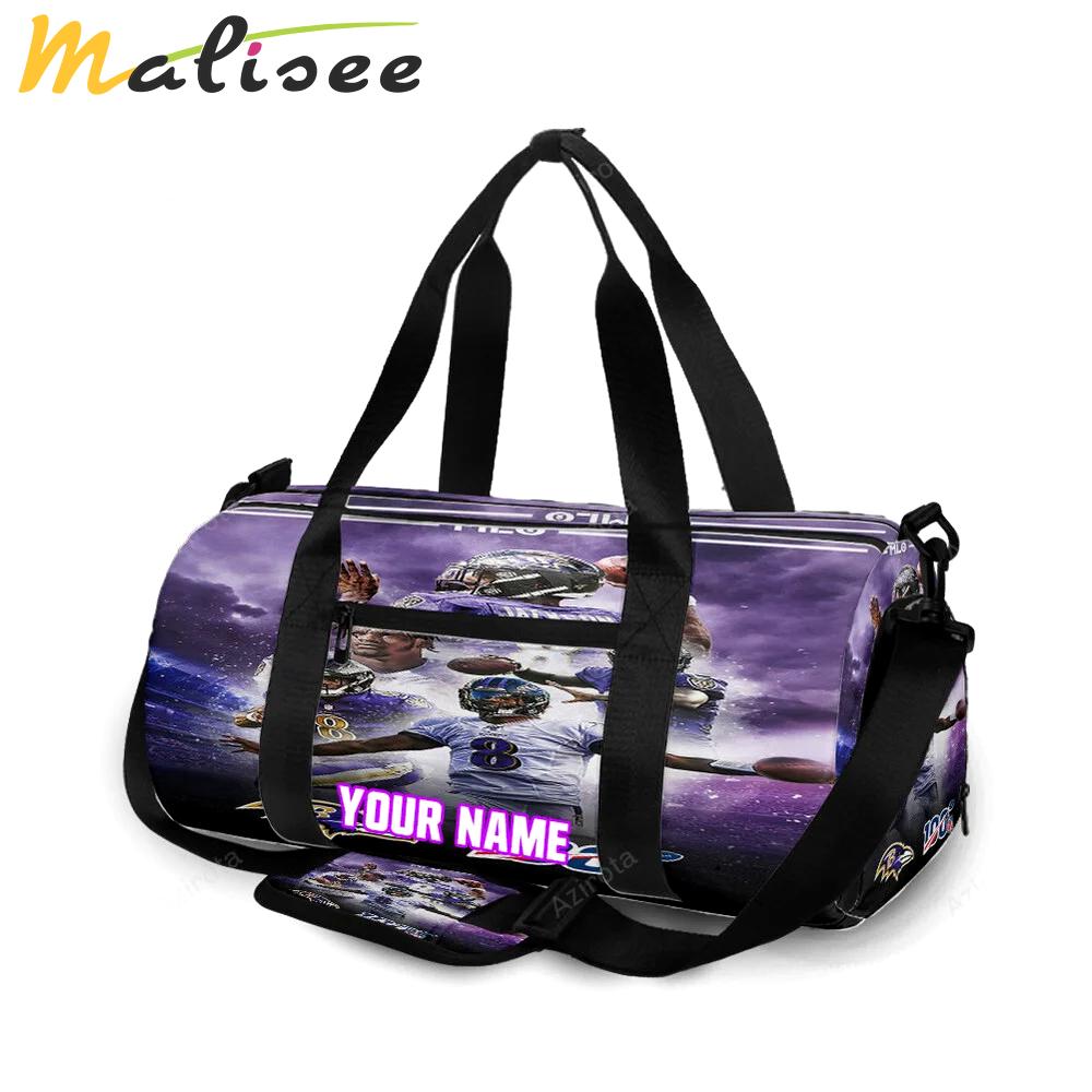 Baltimore ravens lamar jackson 8 v14 personalized name travel bag gym bag 1535 Travel Bag