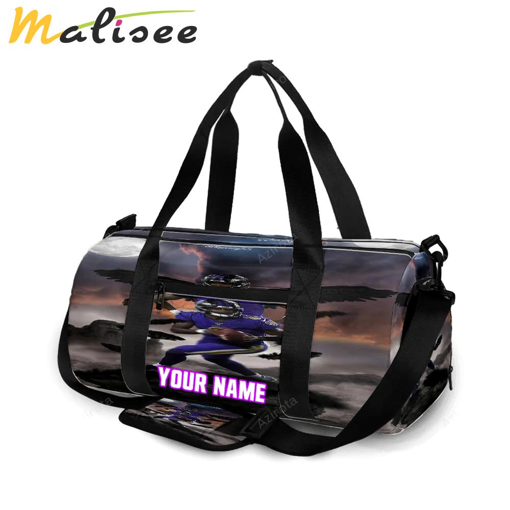 Baltimore ravens lamar jackson 8 v19 personalized name travel bag gym bag 1653 Travel Bag