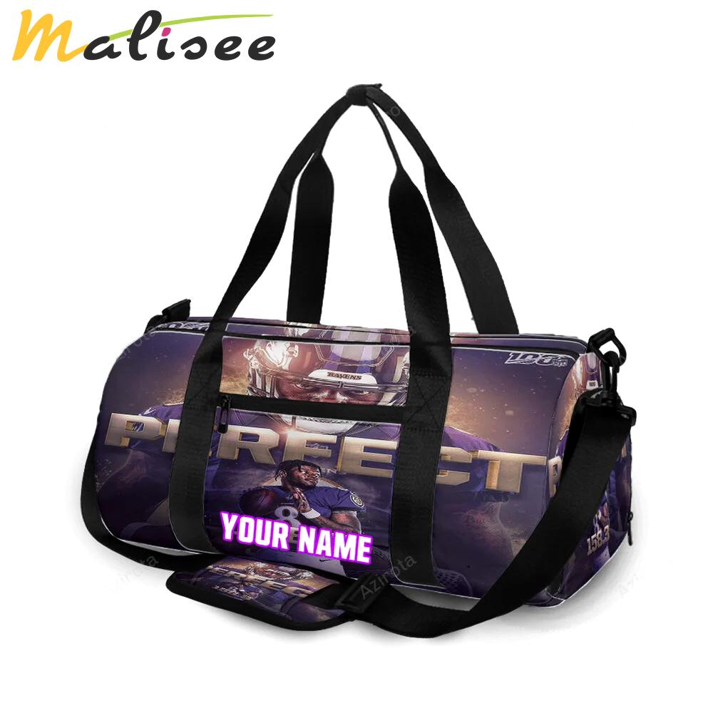 Baltimore ravens lamar jackson 8 v23 personalized name travel bag gym bag 696 Travel Bag