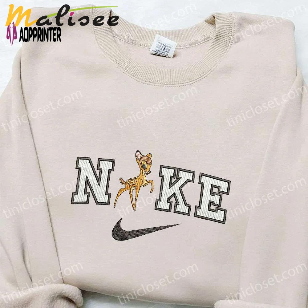 Bambi x nike cartoon embroidered sweatshirt – disney shirt nike inspired design Embroidered Shirt