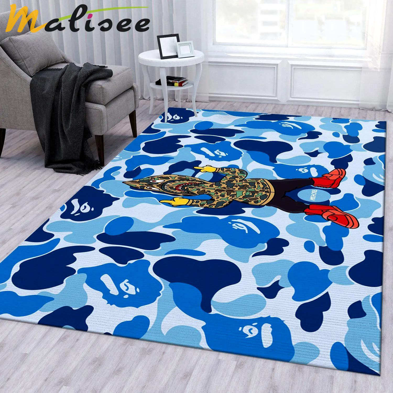 Bape shark logo type 453. Upgrade Your Living Room with Luxury Home Decor: Area Carpets, Floor Decor, Door Mats, and Hot Gift Items with style a High-End Fashion Brand Rectangle Rug