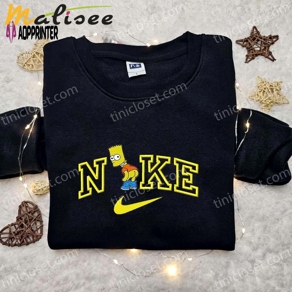 Bart simpson x nike cartoon embroidered tshirt: best nike inspired birthday gift Embroidered Shirt