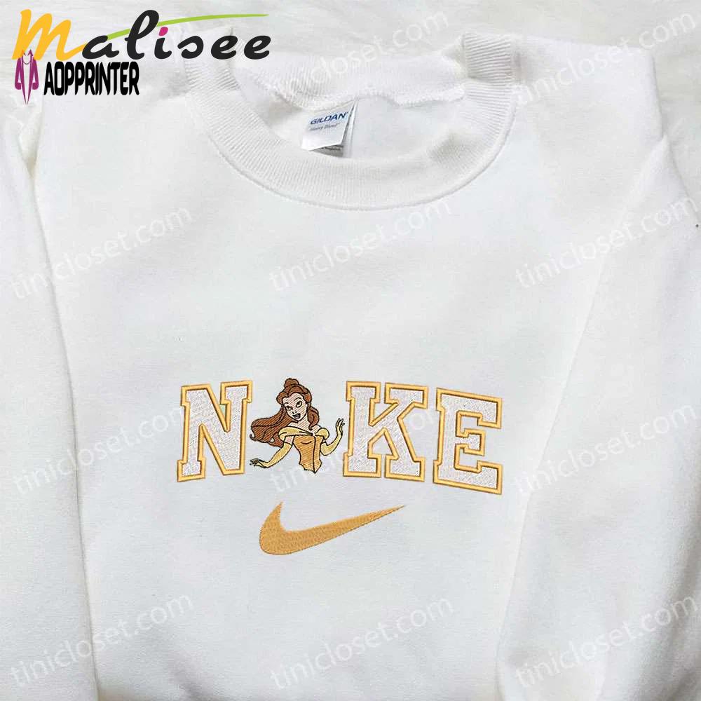 Belle x nike embroidered shirt & disney princess hoodie: perfect girls gift! Embroidered Shirt