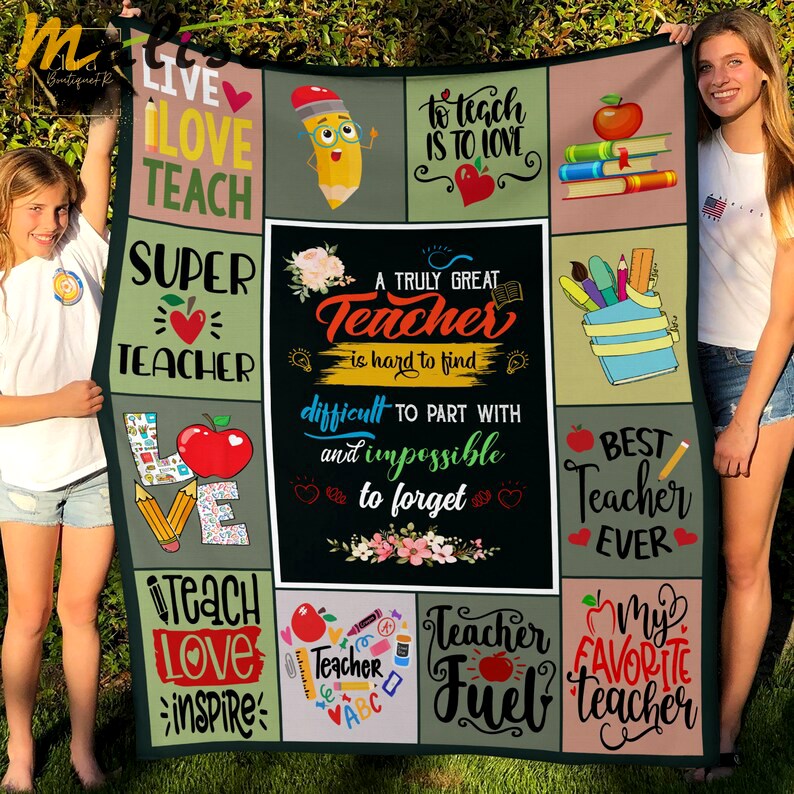Best teacher ever fleece blanket, mink sherpa blanket, teacher quilt, funny teacher gifts ideas, teacher appreciation gift Quilt Blanket