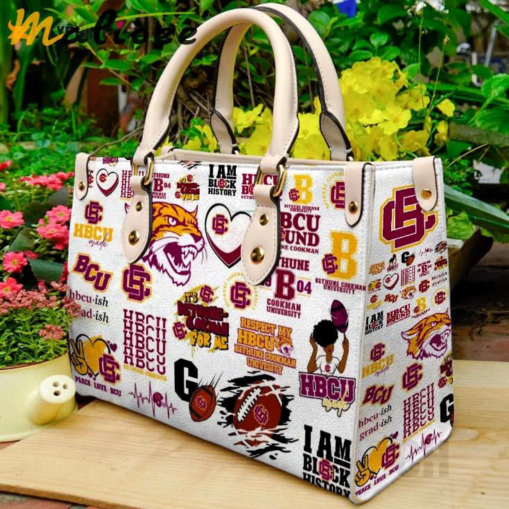 Bethune-cookman wildcats leather handbag gift for women 634 Women Leather Hand Bag