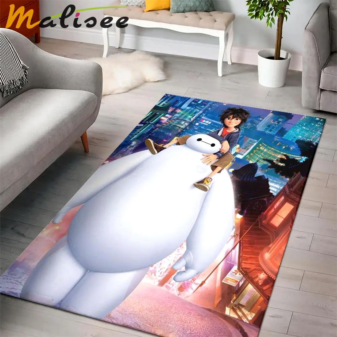 Big hero baymax grey wooden style nice gift home decor rectangle area rug living room rug home decor Rectangle Rug