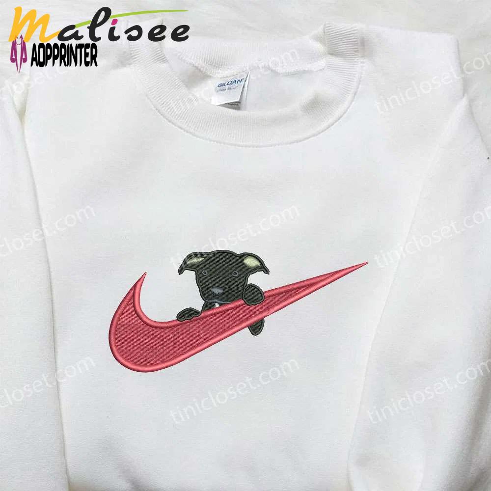 Black dog x nike embroidered shirt: animal & custom nike design Embroidered Shirt