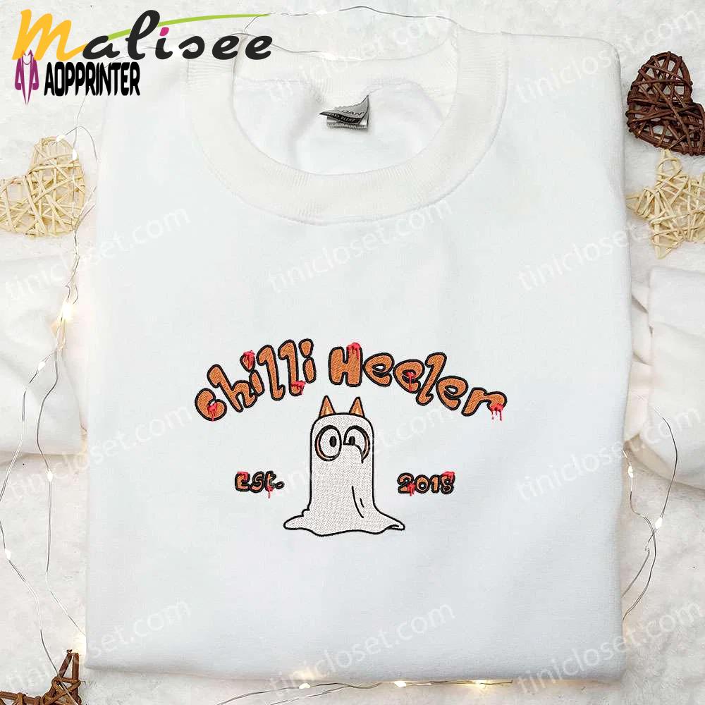 Bluey chilli heeler est 2018 halloween embroidered shirt – best family halloween gift Embroidered Shirt