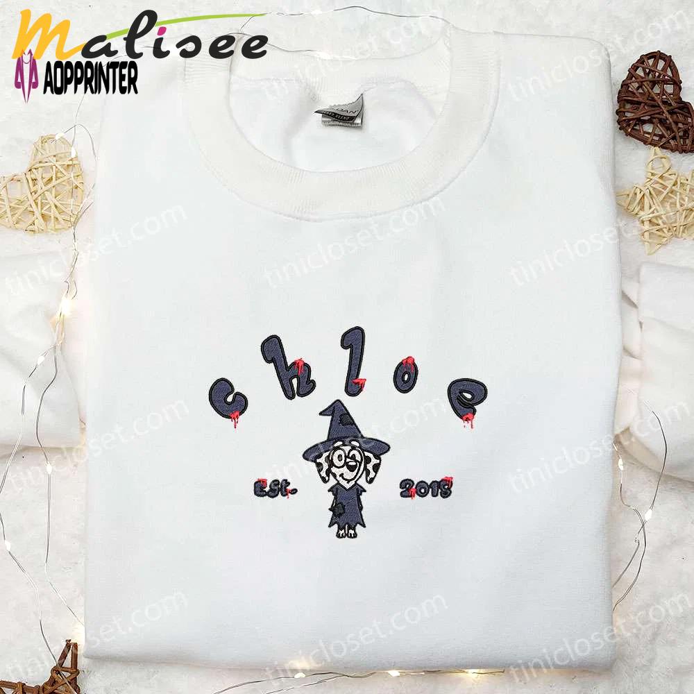 Bluey chloe est 2018 halloween embroidered shirt – best family halloween gift Embroidered Shirt