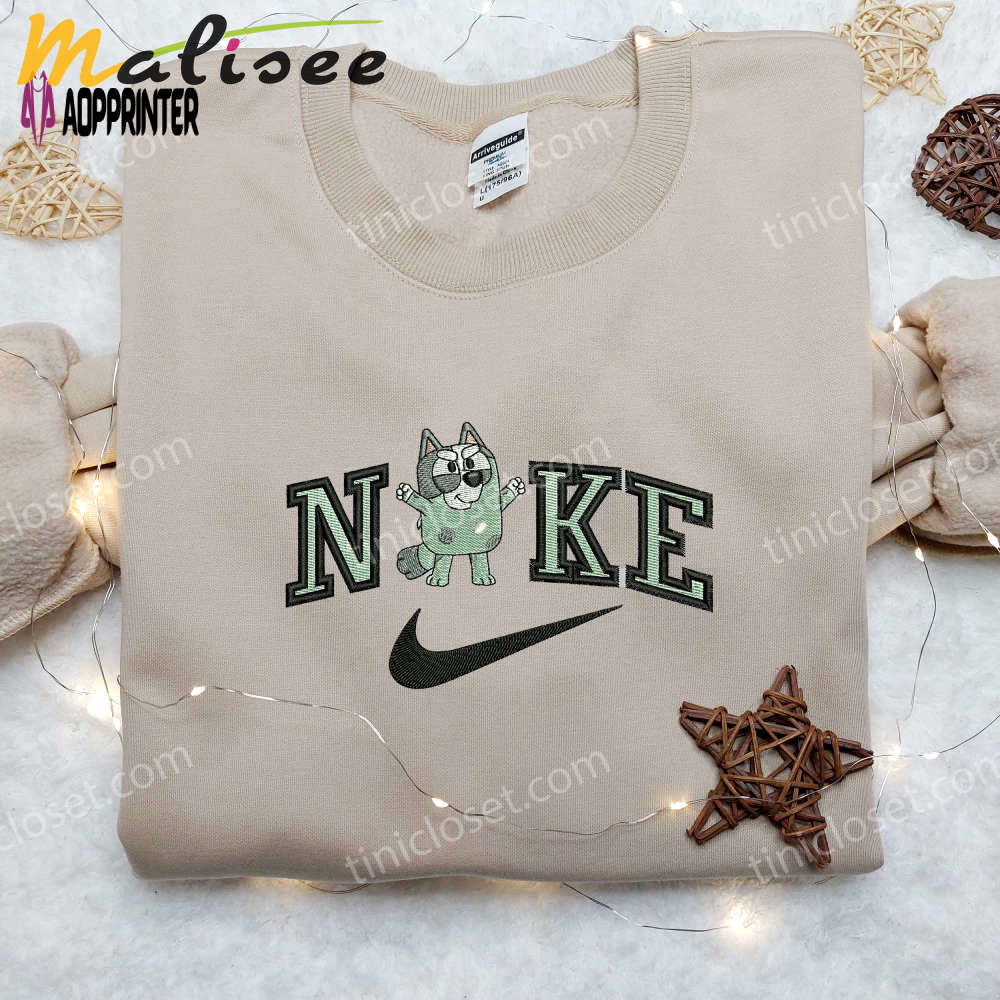 Bluey x nike swoosh embroidered shirt – custom nike tee with bluey design Embroidered Shirt
