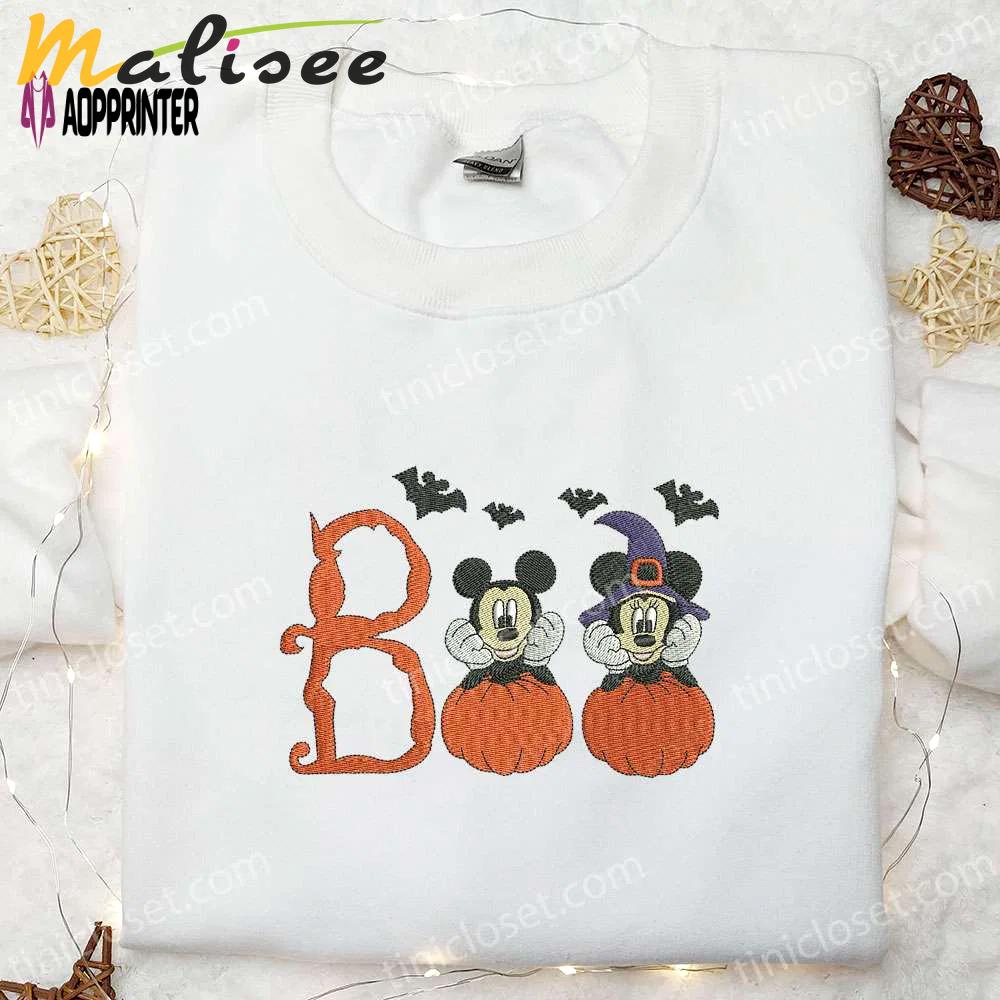 Boo mickey minnie embroidered shirt – disney halloween gift Embroidered Shirt