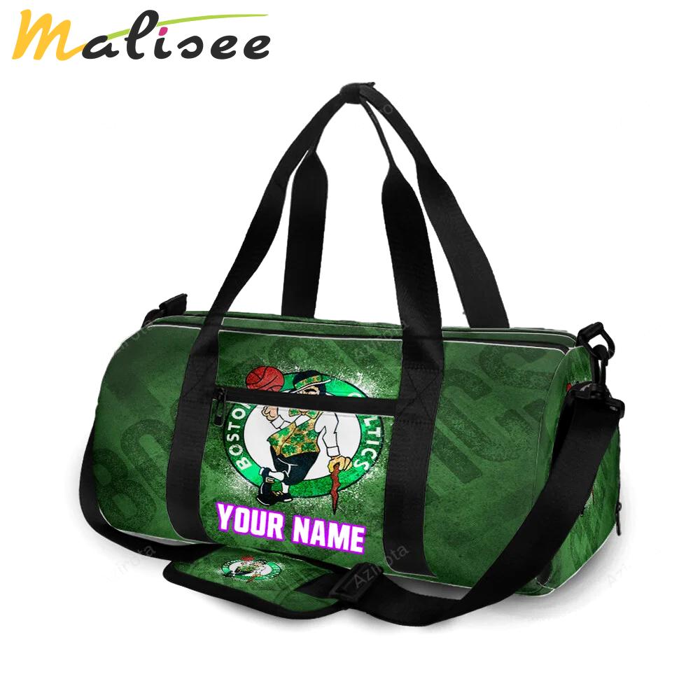 Boston celtics text green personalized name travel bag gym bag 640 Travel Bag