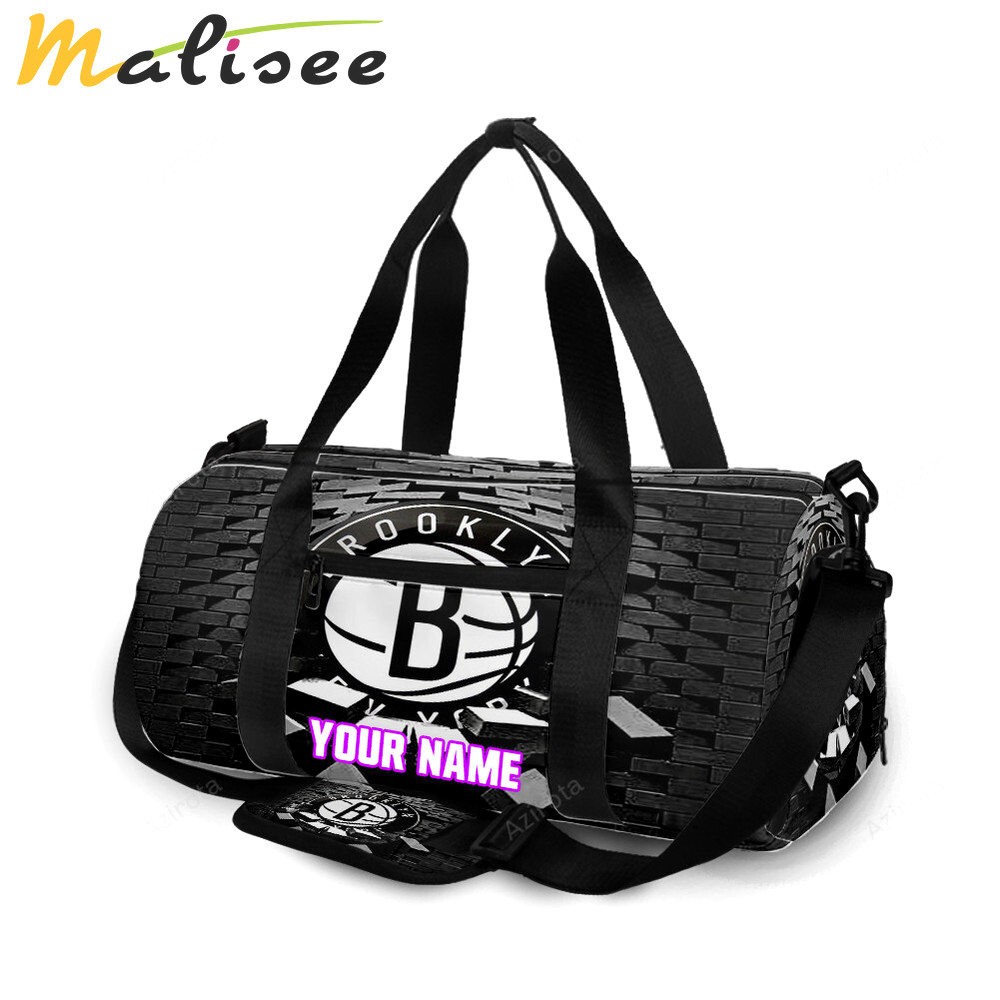 Brooklyn nets brick wall personalized name travel bag gym bag 1368 Travel Bag