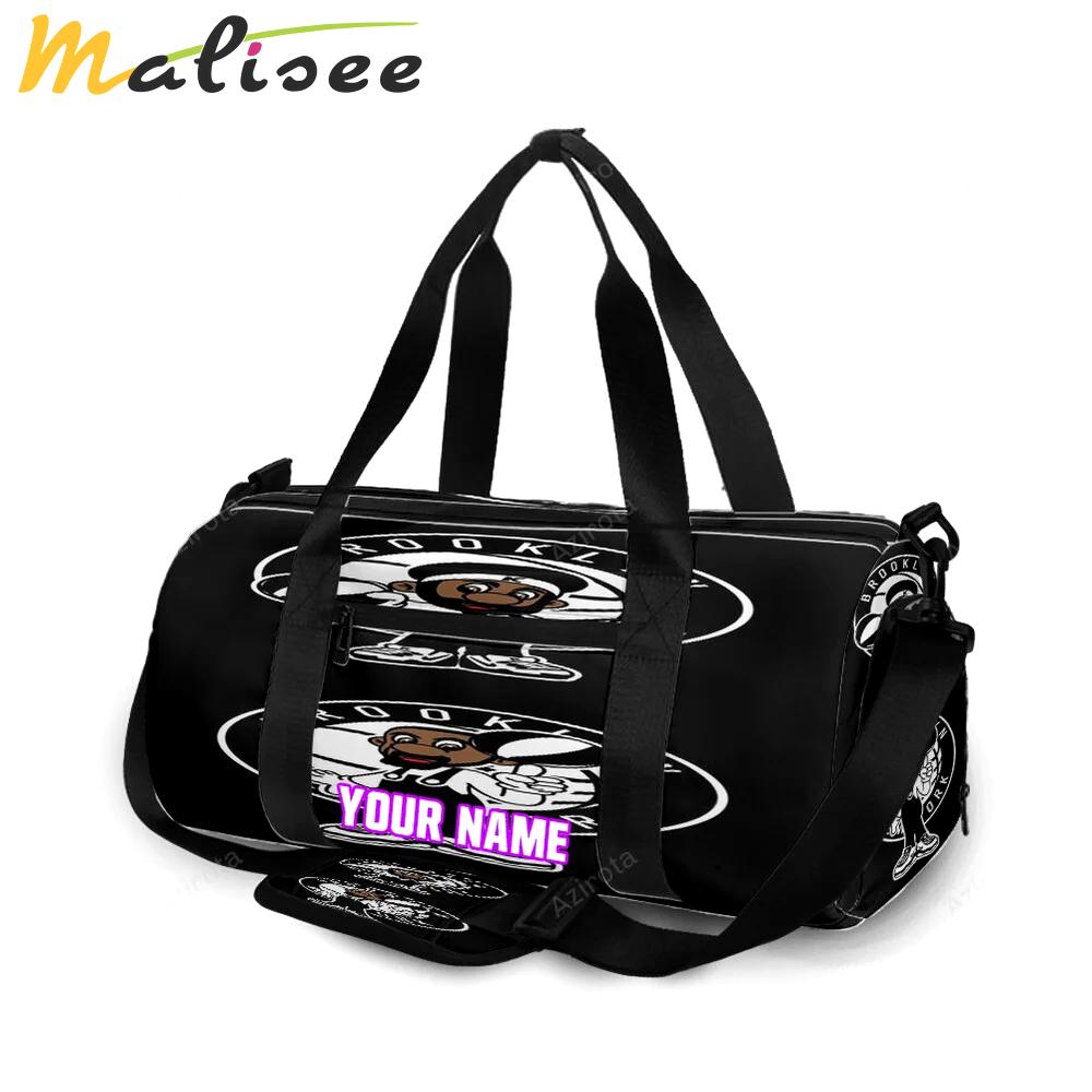 Brooklyn nets kevin durant kyrie irving cartoon personalized name travel bag gym bag 1935 Travel Bag