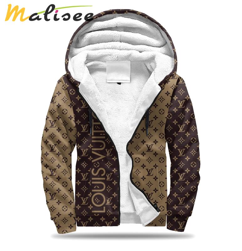 Brown blackouis vuittonv fleece zip up hoodieuxury brand unisex hoodie foren women Zipper Hoodie 3D