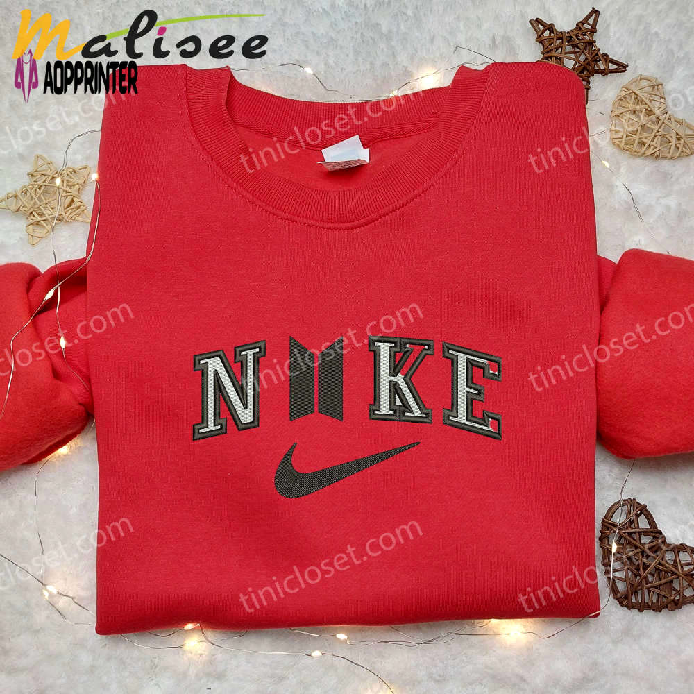 Bts x nike embroidered shirt: custom music apparel for trendy fans Embroidered Shirt