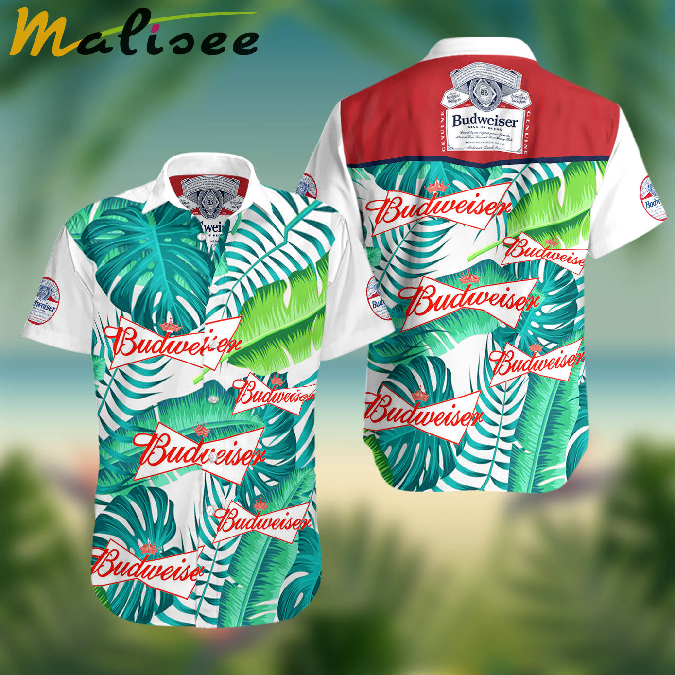 Budweiser beer summer hawaiian beach shirt Hawaii Shirt Shorts & Flip Flops