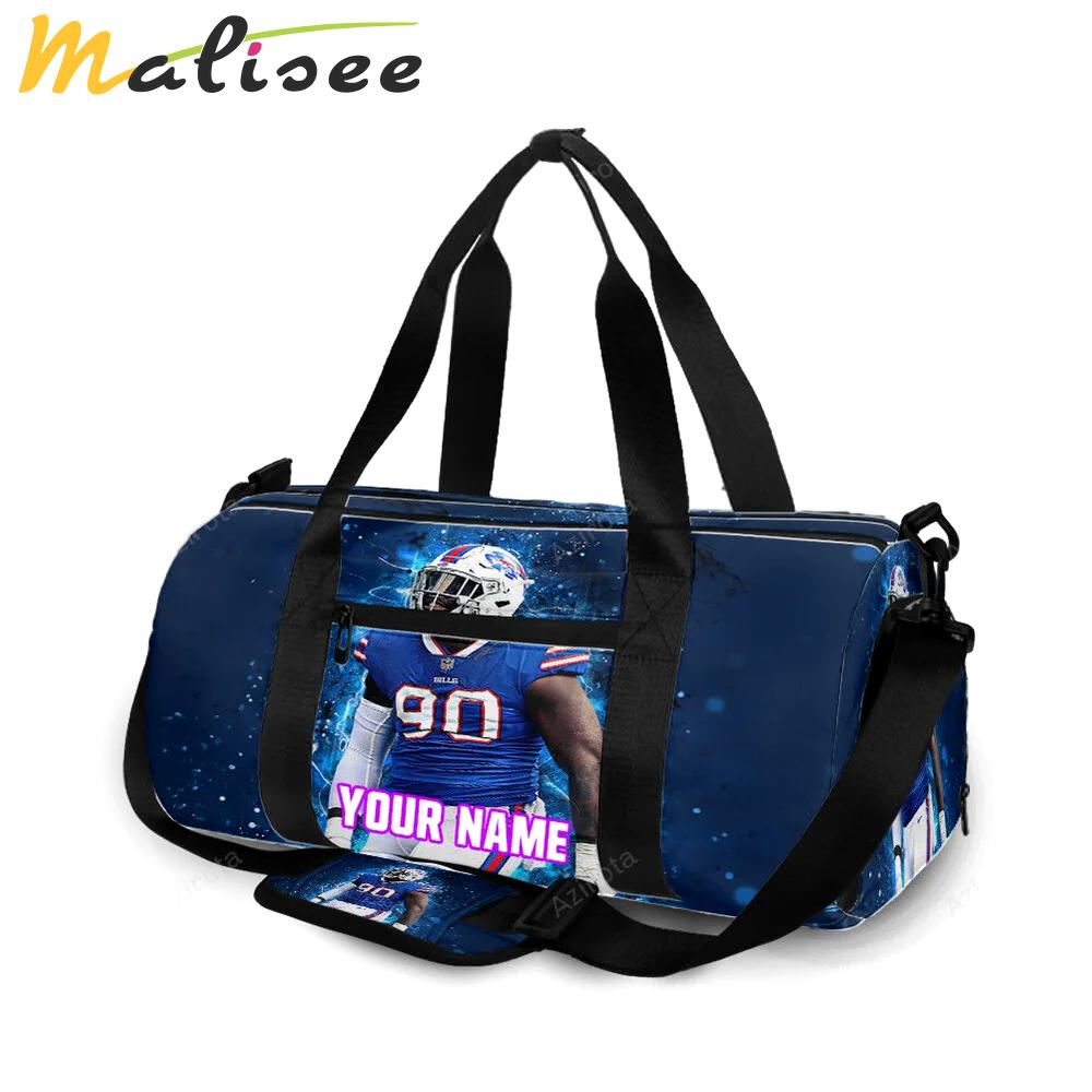 Buffalo bills 90 shaq lawson personalized name travel bag gym bag 667 Travel Bag
