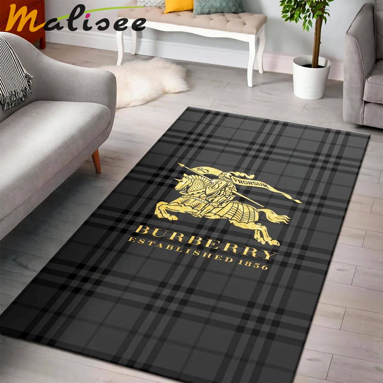 Burberry grey logo type 235. Upgrade Your Living Room with Luxury Home Decor: Area Carpets, Floor Decor, Door Mats, and Hot Gift Items with style a High-End Fashion Brand Rectangle Rug
