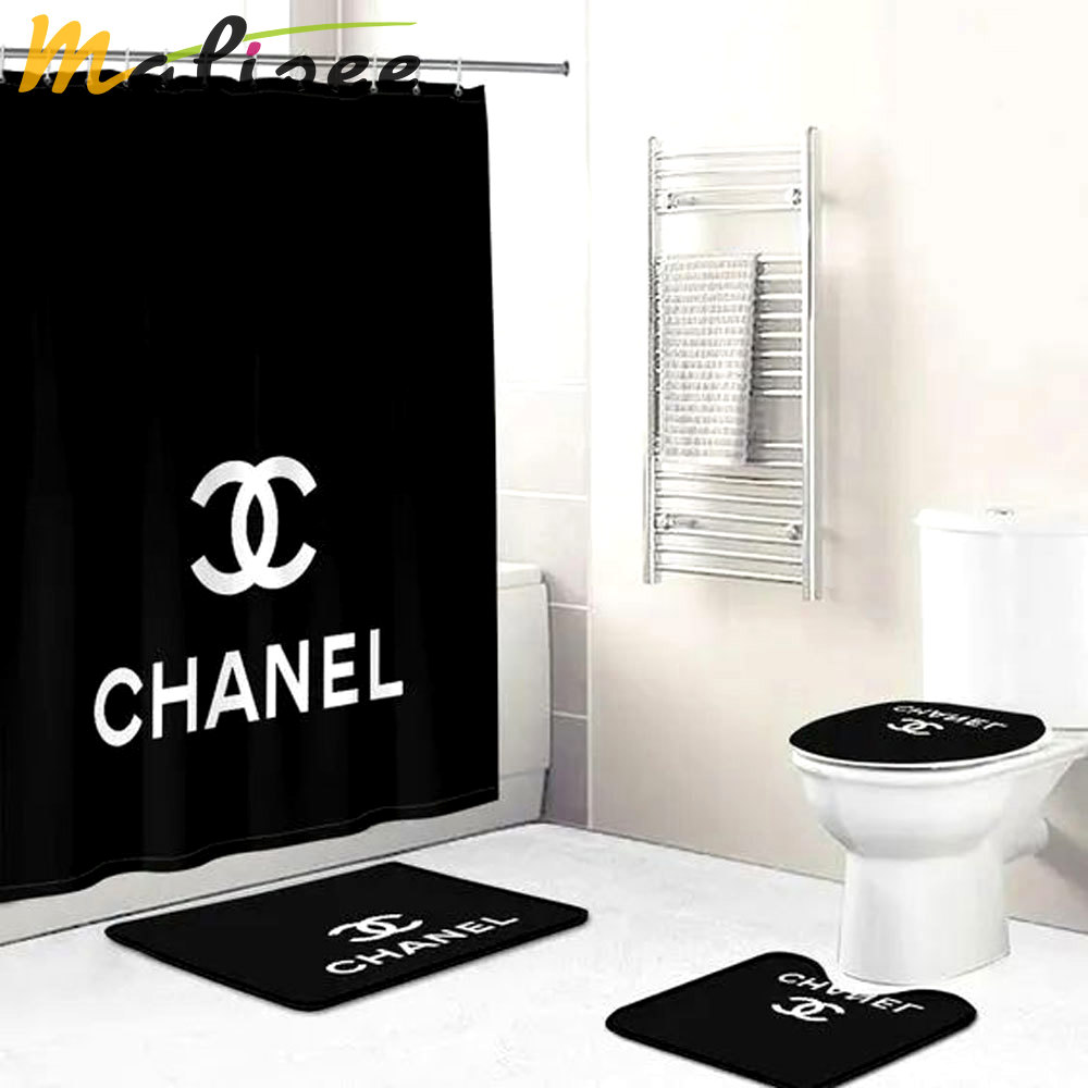 Chanel black hypebeast home decor bath mat bathroom sets luxury fashion brand Bathroom Set