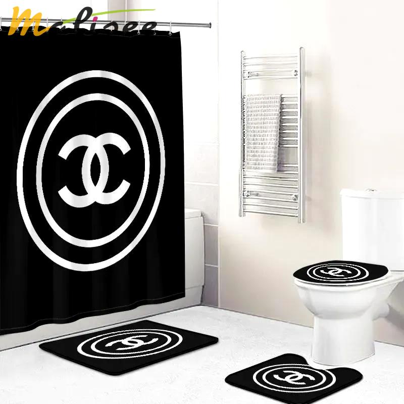 Chanel black white circle fashion logo limited luxury brand bathroom set home decor Bathroom Set