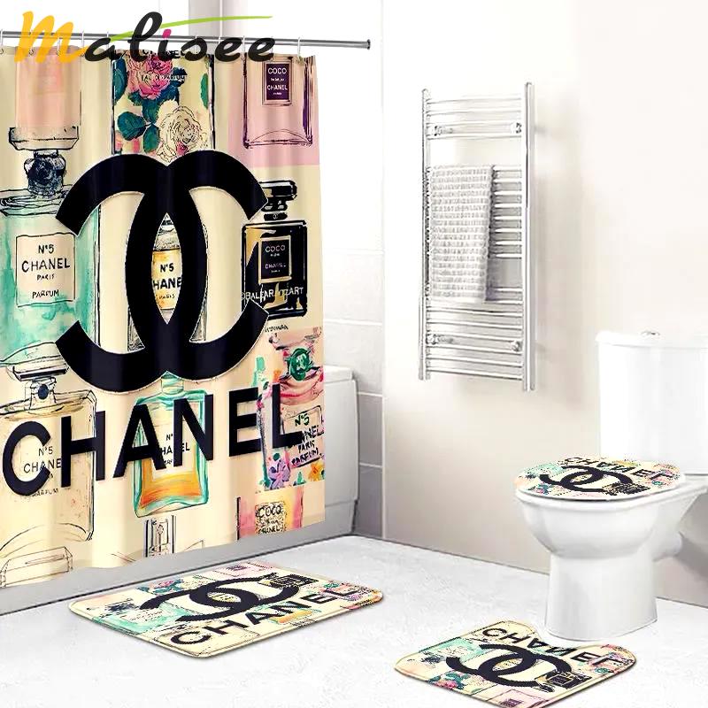 Chanel coco perfume bathroom set hypebeast luxury fashion brand home decor bath mat Bathroom Set