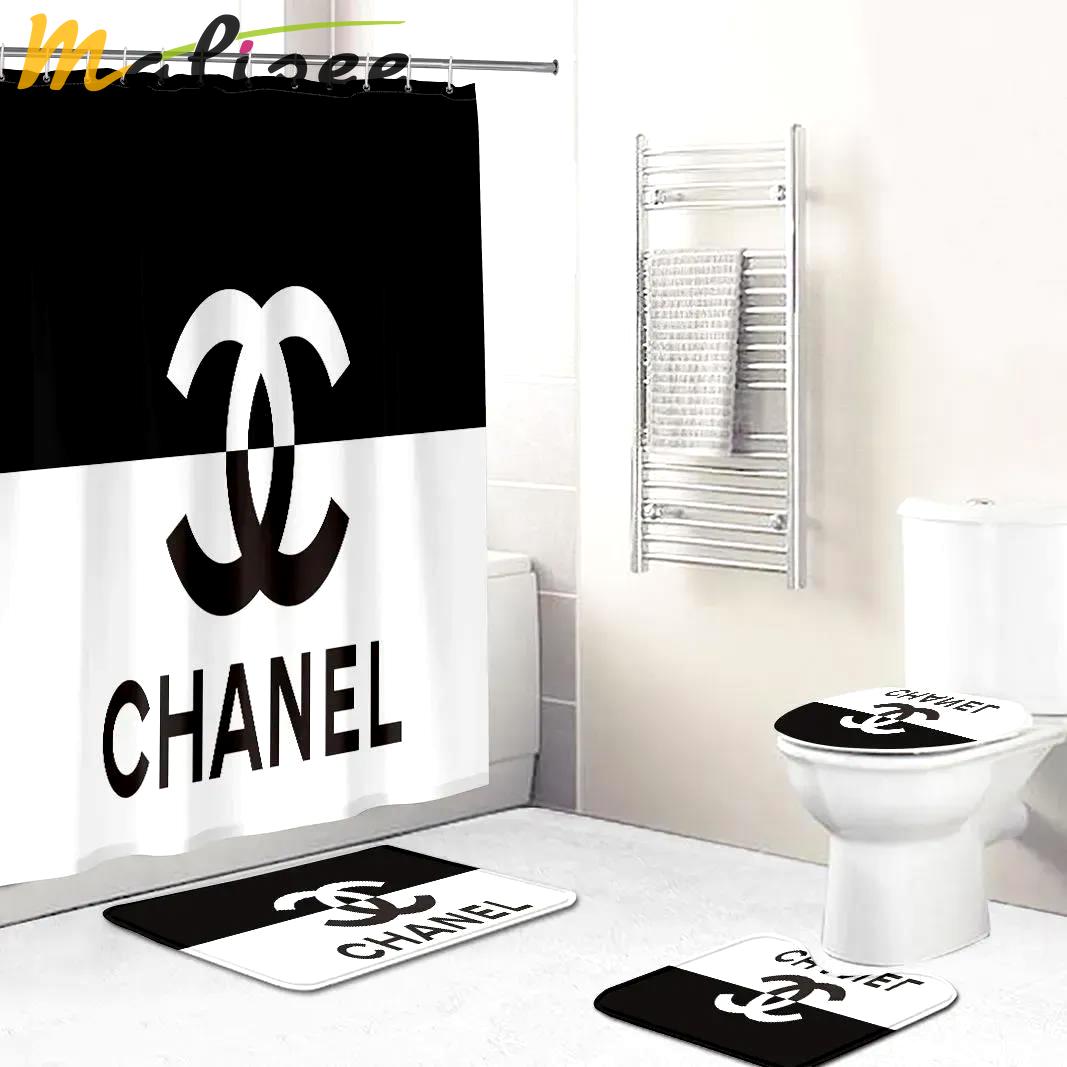 Chanel fashion logo limited luxury brand black white bathroom set home decor Bathroom Set